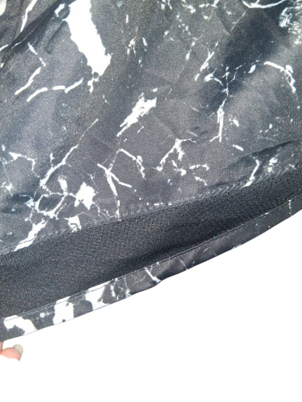 LEG3ND Black White Marble Athletic Running Shorts XL Lined Elastic Waist Gym - Picture 5 of 9